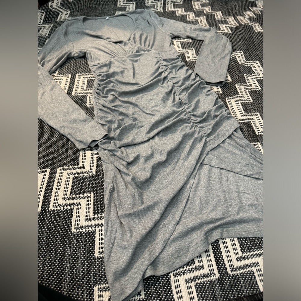 Grey Ruched Stretchy Dress